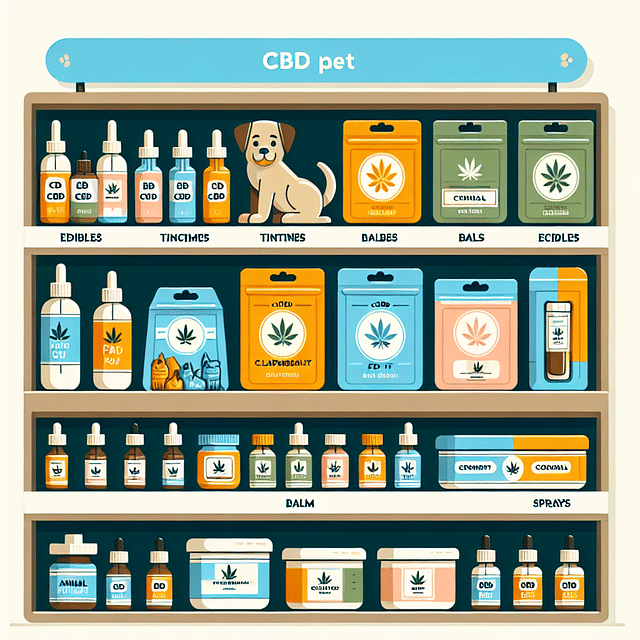 a variety of CBD pet products on display