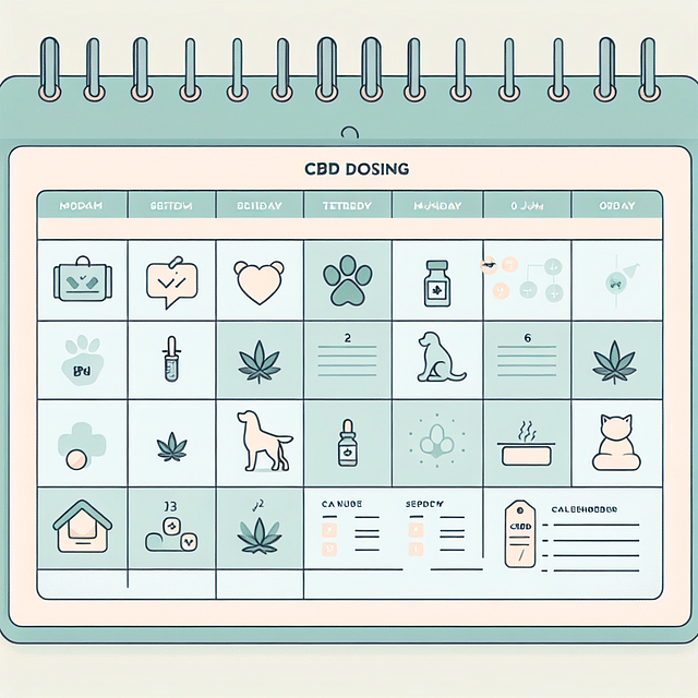 a calendar with scheduled CBD dosing times for a pet