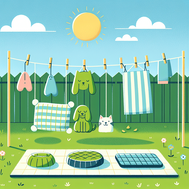 pet bedding drying outdoors