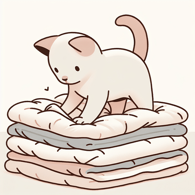 pet inspecting a comfy bedding