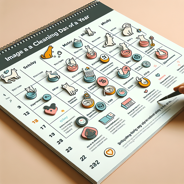 calendar with scheduled pet bedding cleaning dates