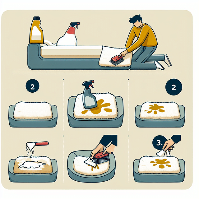 spot cleaning a stain on pet bedding