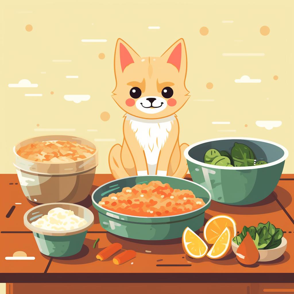A pet meal being prepared